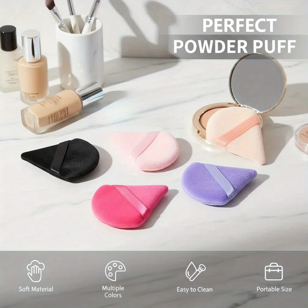 16-56Pcs Triangle Powder Puff Bulk Pack - Velour Hydrophilic /Loose Powder | Disposable Travel Kit for All Skin Tones