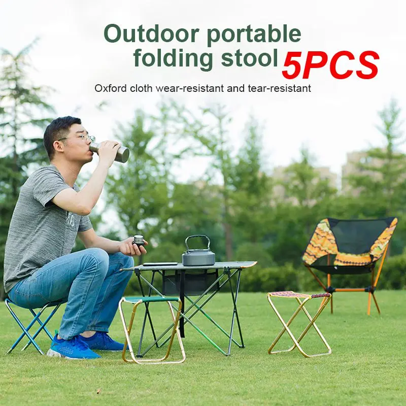 

5PCS Thickened Aluminum Alloy Folding Small Stool Portable Bench Stool Mare Ultralight Picnic Camping Fishing Outdoor Chair New