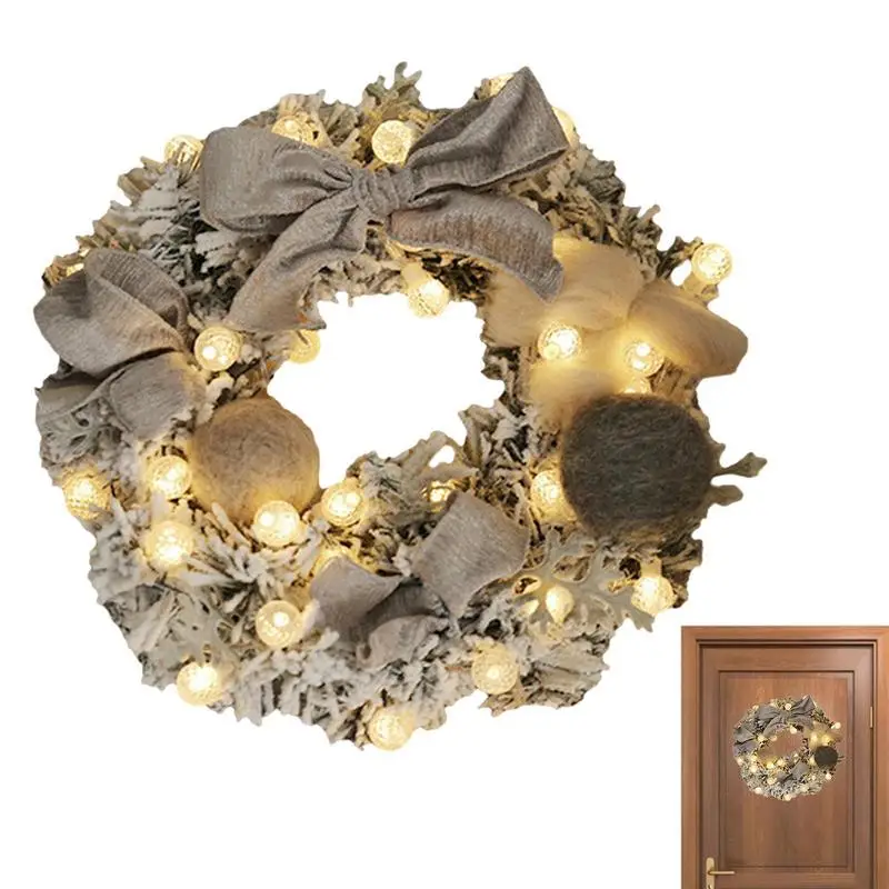 

Рождественский венок со светодиодной строкой, искусственный ротанговый цветок, дверной висячий венок, настенное украшение для дома, праздника, искусственный венок