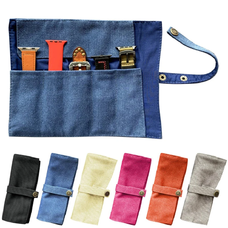 Watch Storage Box Watchband Storage Bag Watch Storage Bag Watch Band Roll Organizer With 5 Slots Storage Box Watch Strap Smart Storage Bag Leather Handmade Travel Case