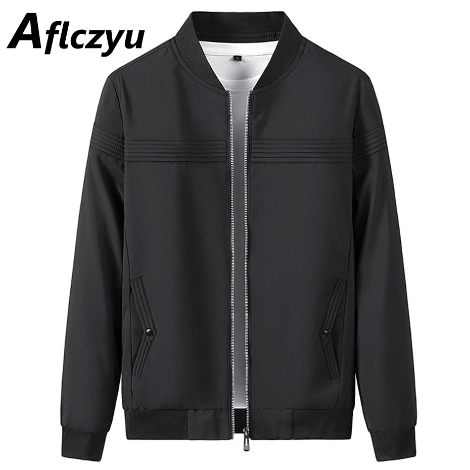 Baseball Jacket Men Fashion Casual O-neck Jacket Coat Male Spring Autumn Slim Fit Coats Outerwear Black