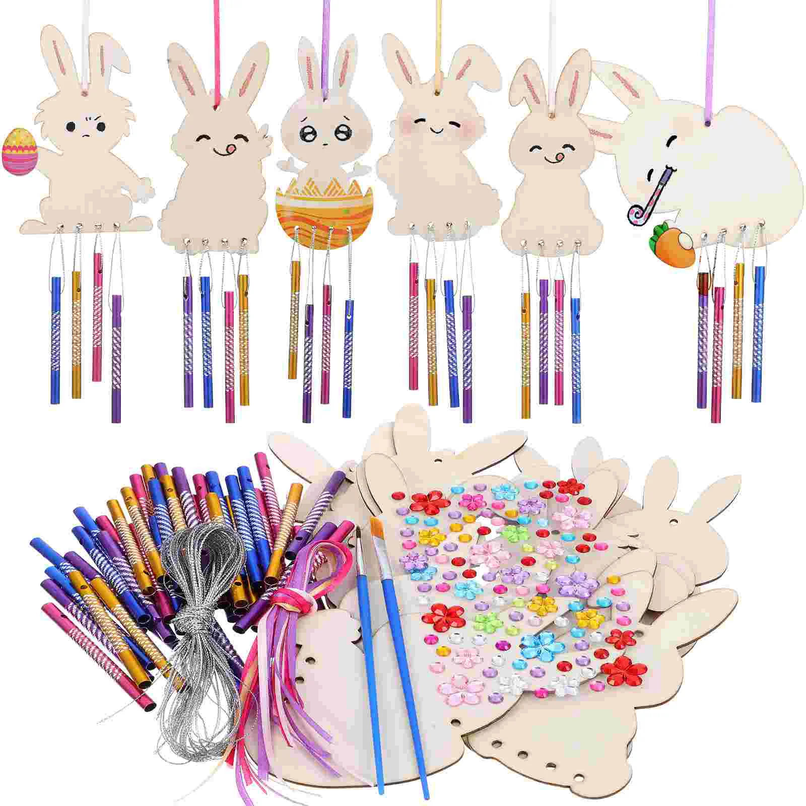 

Easter Bunny Wind Chimes Bells Craft Kit DIY for outside Outdoor Decor Patio Crafts Music