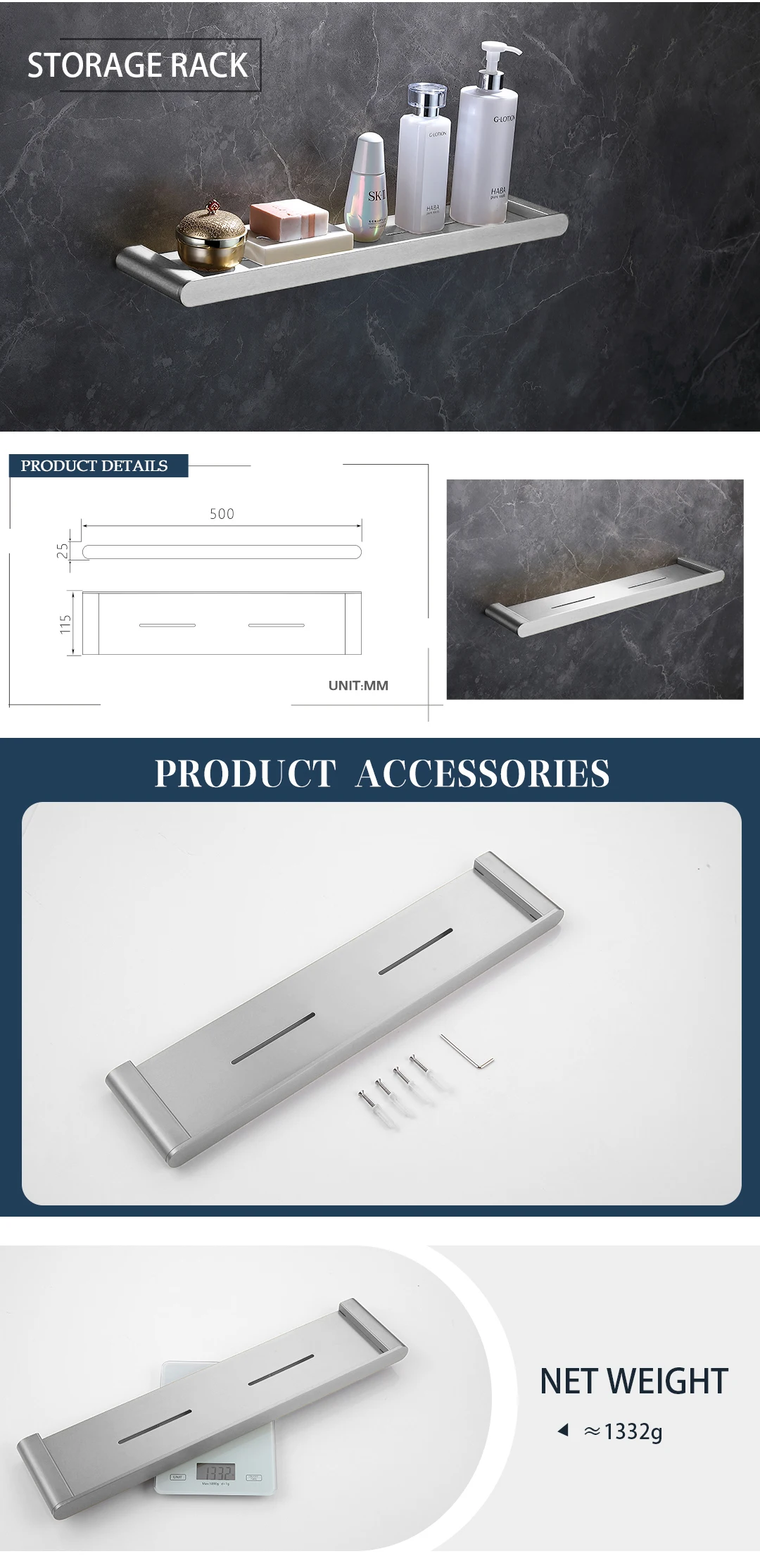 Brushed Bathroom Hardware Accessories Set  Brass Kit Towel Bar Ring Robe Hook Paper Holder Towel Ring Toilet Brush