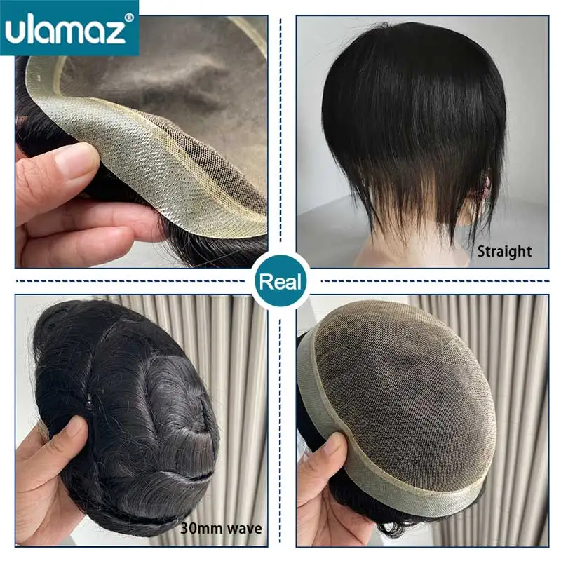 Perruque de cheveux prothétiques pour hommes, toupet australien, perruques 100% cheveux humains, système de cheveux en dentelle PU pour hommes, perruque naturelle, postiche, 7x9, 8x10