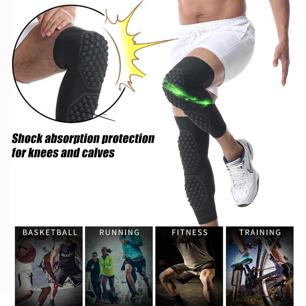 1 Pair Knee Braces Crashproof Calf Pads Thigh Compression Leg Sleeves For Youth Adults Football Basketball Volleyball Baseball