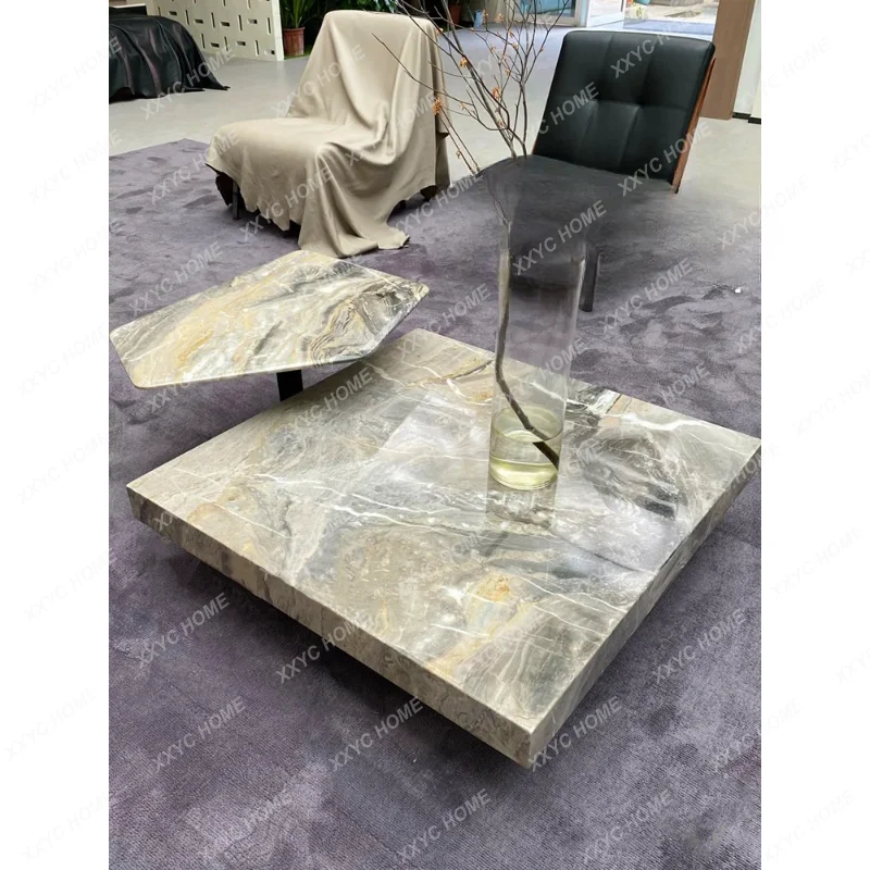 

Simple and Light Luxury Square Brown Mino Luxury Stone Marble Tea Table living room furniture marble dinning table