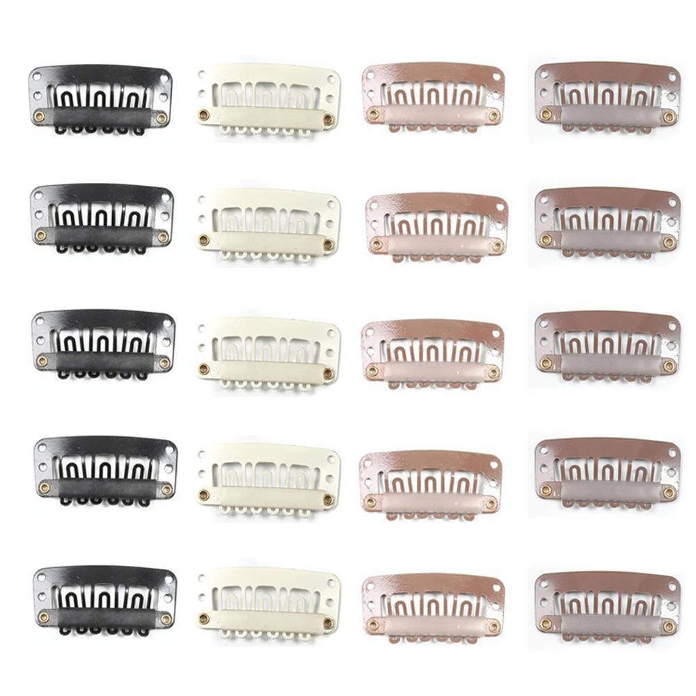 Wig Clips 20Pcs/Lot 6 Teeth U Shape Metal Snap Clip For Hair Extension Closure