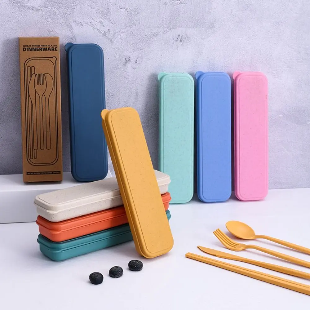 Description Picture 2 of item8 colors Reusable Utensils Set New Chopsticks Knife Fork and Spoon Portable Lunch Box Accessories Daily Use with Case Tableware