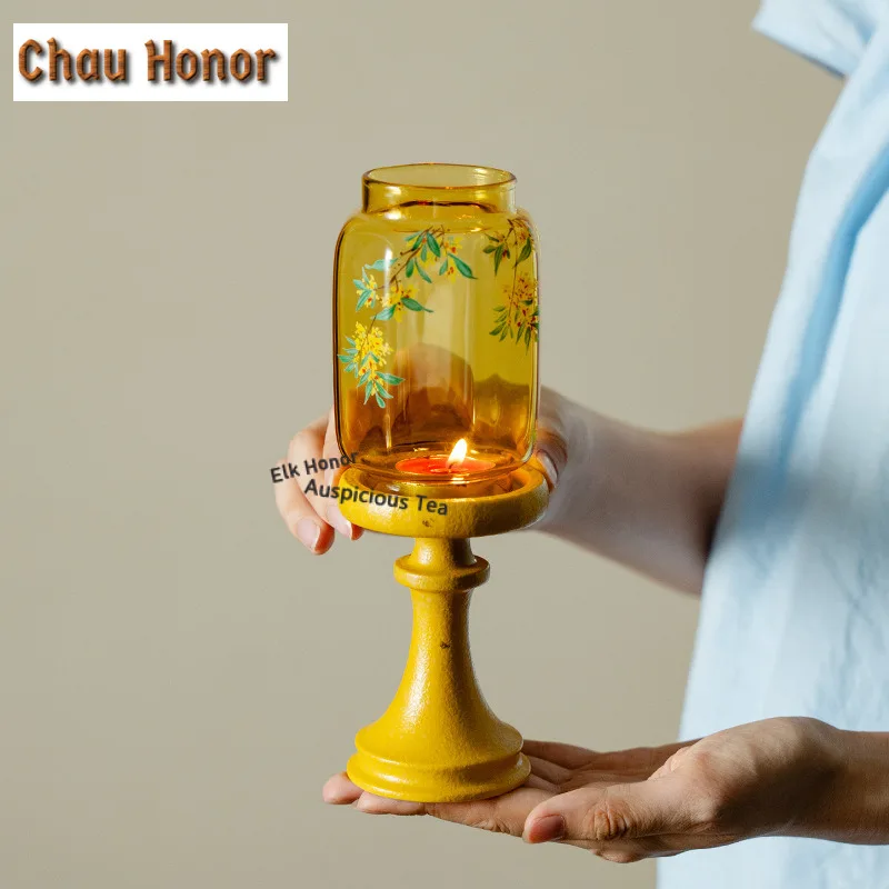 Osmanthus Ceramic Candle Holder Traditional Scented Aromatic Candles Household Candle Lights Teaset Wedding Decoration Ornaments