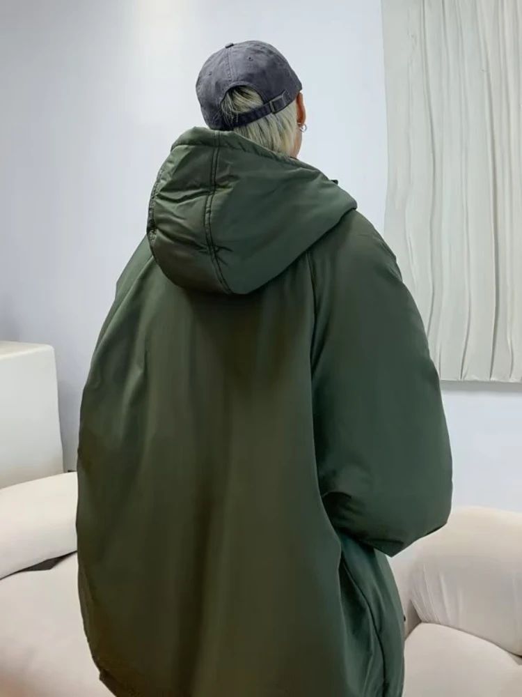 Waterproof Cotton-padded Jacket Retro Hooded Coat Men and Women Cotton-padded Jacket Trench Coat Tide Ins Function Wind Loose.