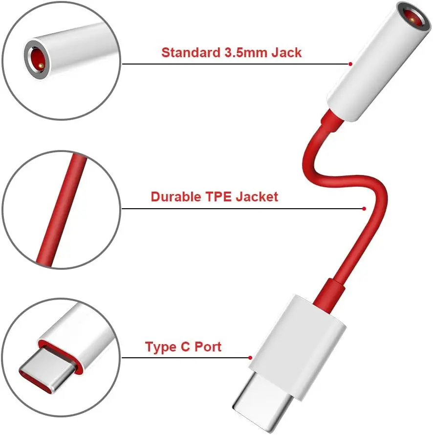 원플러스 1+ USB 타입 C - 3.5mm 이어폰 잭 어댑터, 원플러스 12, 11R, 6T, 7 Pro, Nord 3, CE3용 AUX 오디오 음악 변환 케이블