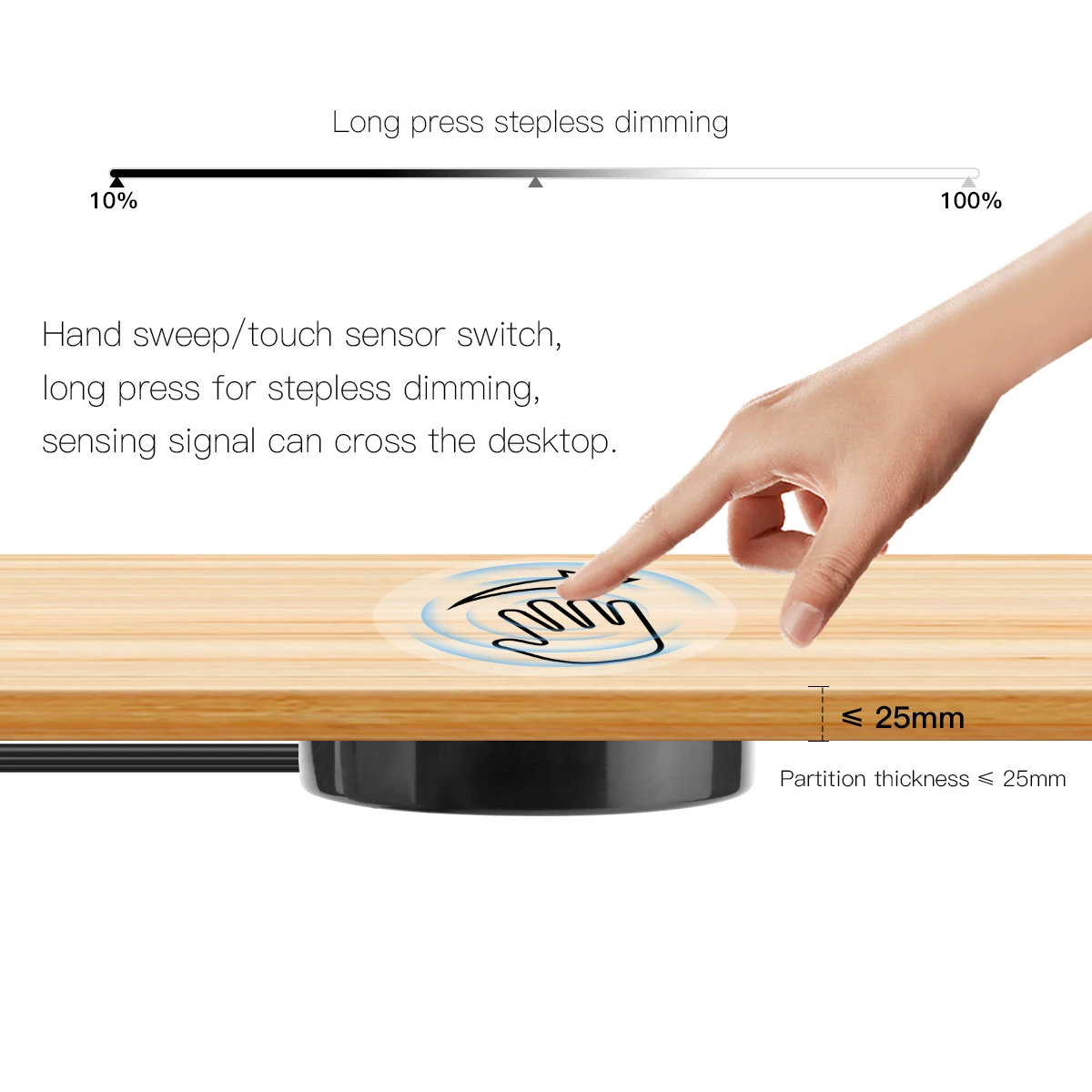 Penetrable Wood COB Led Strip Controller Touch Sensor Switch Under Cabinet Light Bar Dimmable LED Dimmer Kitchen Accessories