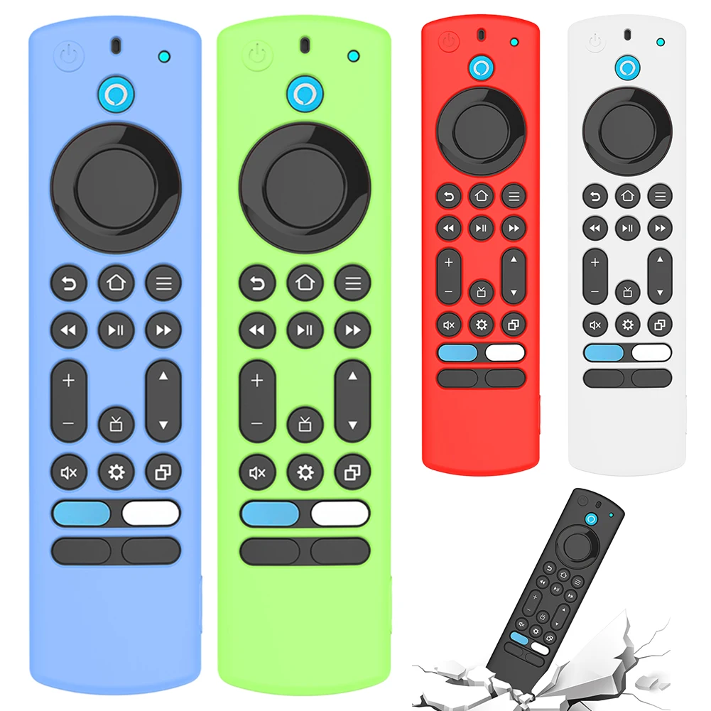 실리콘 음성 원격 커버, 랜야드 보호 스킨 슬리브, 충격 방지 야광, 파이어 TV 알렉사 음성 원격 커버