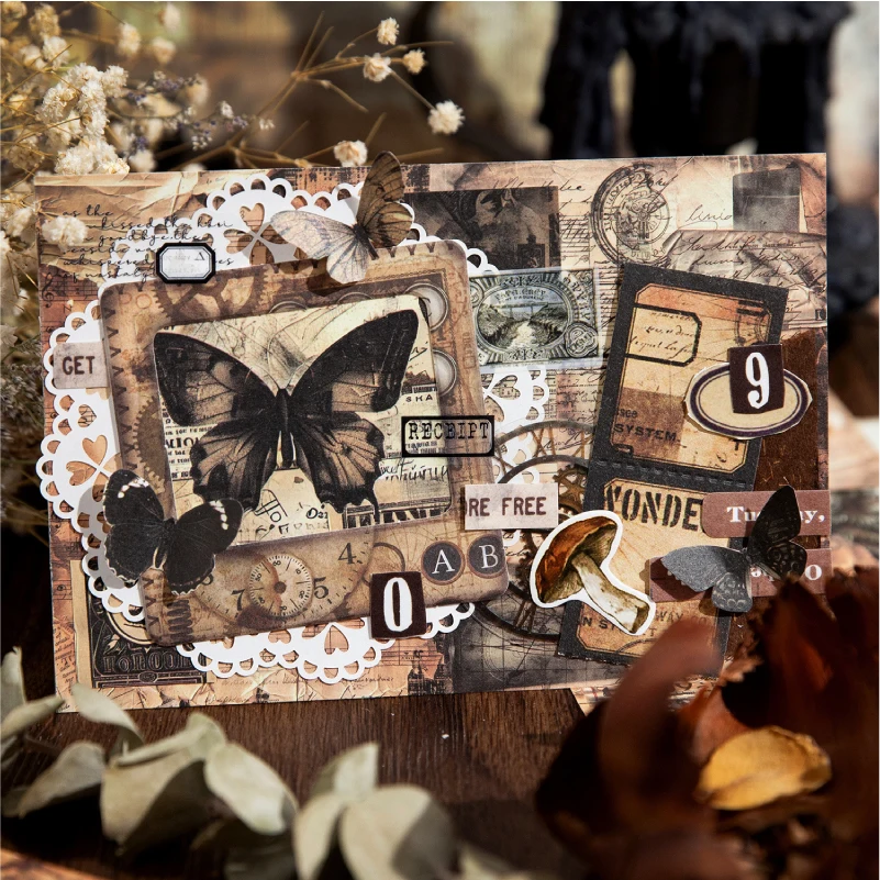 Journal GO 30pcs Retro Burnt Material Paper DIY Decorative Collage Scrapbooking Diary Material Craft Supplies Background Paper 2
