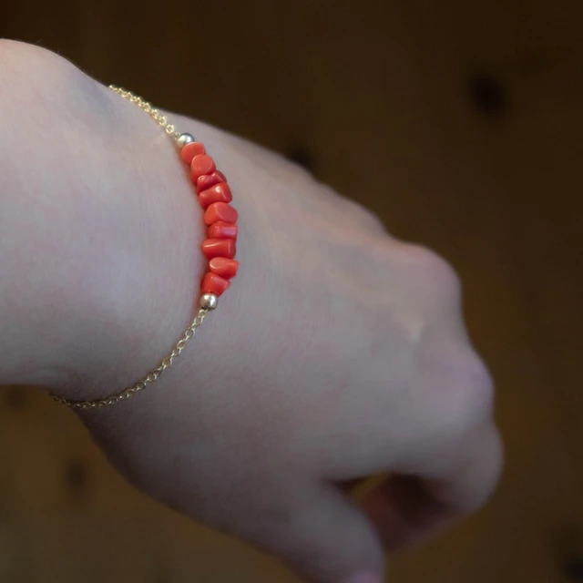 Azabache & Coral Solid 14K Gold Baby Bracelet 5