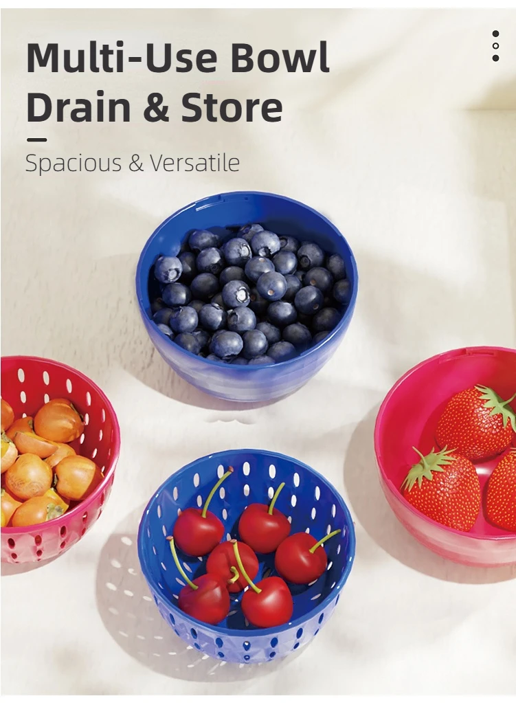 Joie Berry Colander Pod Obstschale mit Sieb und Deckel - Doppelschichtiger Lebensmittelbehälter für Frische zum Waschen und Lagern – Detail 4