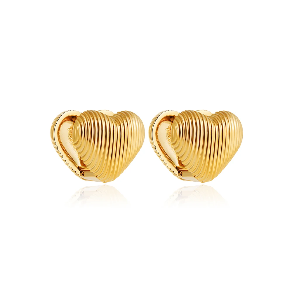 18k Gold Plated Stainless Steel Clip Earrings for Womens Shell-shaped Double-sided Ear Buckle Jewelry