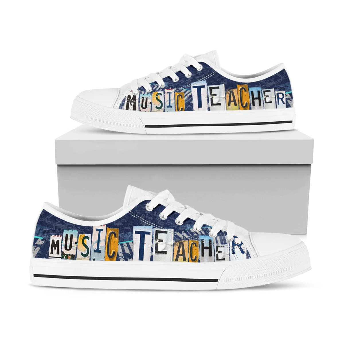 License Plate Music Teacher Printed Womens Shoes Low Top Ladies Shoes Woman Vulcanized Sneakers Female Shoes
