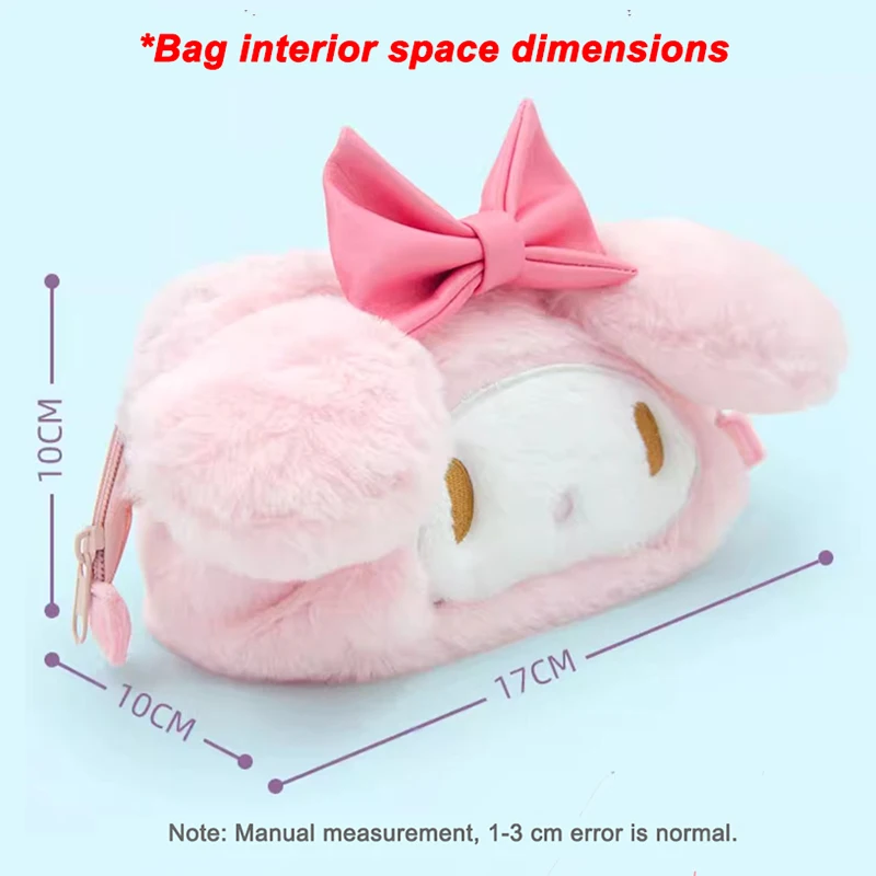 Sanrio My Melody Plush Cosmetic Bag Cinnamoroll Handbag Kuromi Hangyodon Coin Purse Drawstring Pockets Girls Birthday Gifts Toys