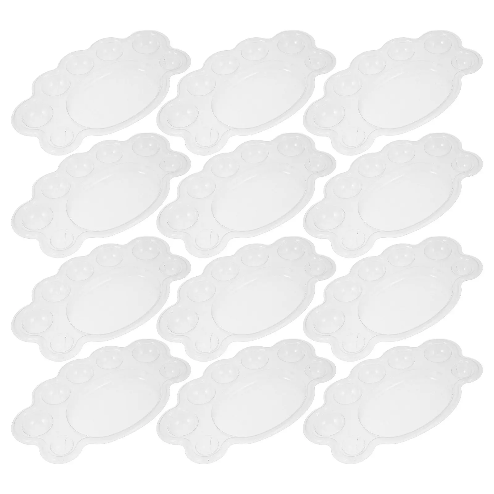 100Pcs 일회용 플라스틱 혼합 팔레트 휴대용 페인팅 트레이 수채화 그림 팔레트 스케치 페인트 트레이 야외 예술 사용