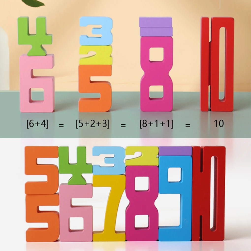 Inspired Wooden Number Blocks Colorful Early Mathematics Learning Toy Wooden Number Blocks Montessori Puzzle Games Stacking Toys