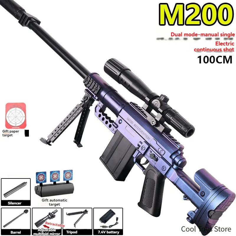 Pistolets à hydrogel M200, pistolet jouet électrique et manuel, double mode, balles d'eau, balles de gel, armes de paintball, pistolets pour garçons et adultes, jeux en plein air