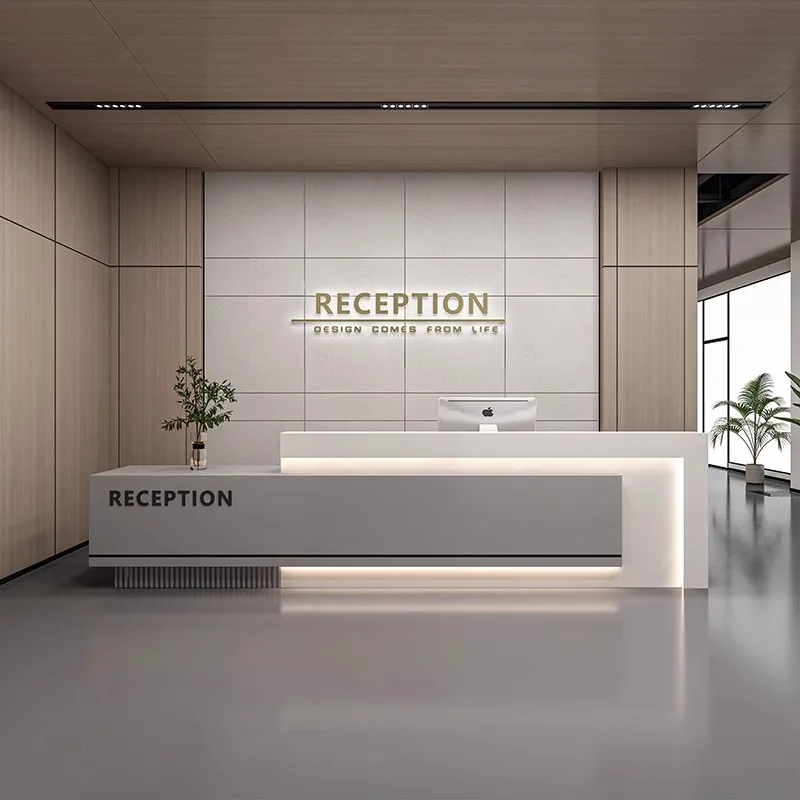 White Reception Desk Office Salon Modern Bar Counter Diy Reception Desk Cashier Table Rezeption Beauty Luxury Furniture