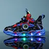 Disney Boys Shoes LED Lights Cartoon Autumn Children's Sports Shoes Leather Non-slip Children's Running Shoes Sneaker Size 25-35 5