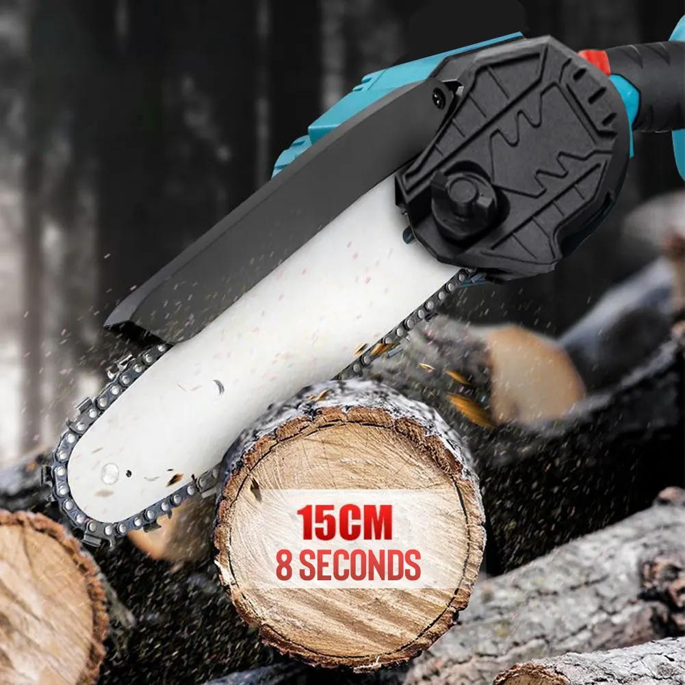 

21V Two Battery 4/6 Inch Mini Electric Pruning Saw Rechargeable Saw Small Wood Spliting Chainsaw One-handed Garden Woodworking