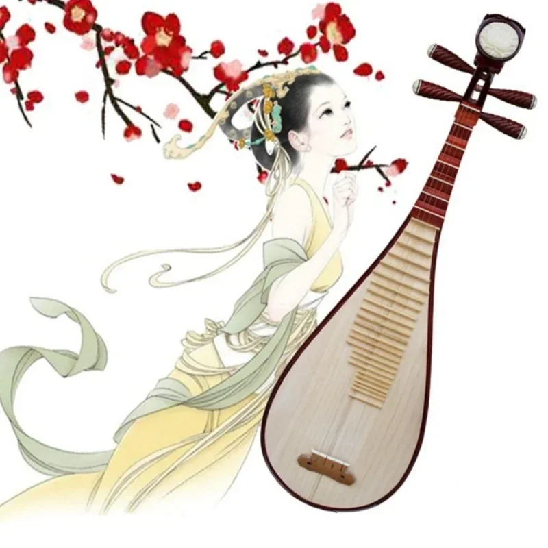 Redwood Pipa Beginners Practice Professional Relax and Soothe The Body Lute Traditional Chinese Musical String Instrument
