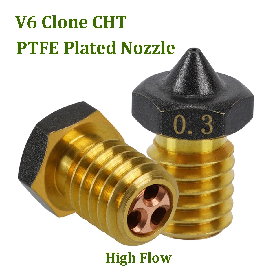 

2pcs Clone CHT Nozzle E3D V6 PTFE Plated Nozzles For 1.75/3mm Filament Cloned-CHT High Flow Nozzles V6 Hotend 3D Printer Parts