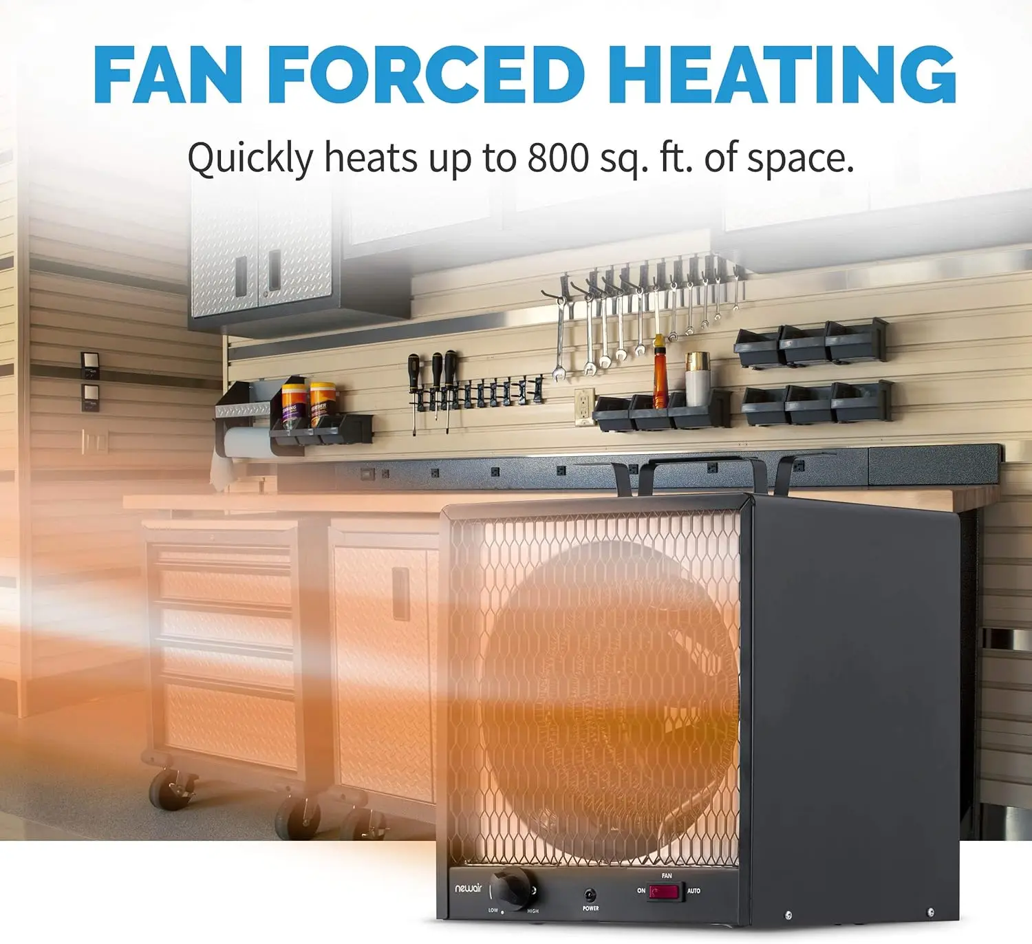 Portable Heater (240V) Portable Electric Garage Heater Heats Up to 600 sq. ft. with 6-Foot Cord Wrap and Carrying Handle 5600