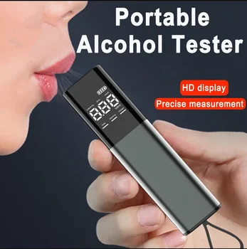 High Precision Alcohol Tester With English Digital Display Voice Broadcast Portable Mini Car Professional Alcohol Tester