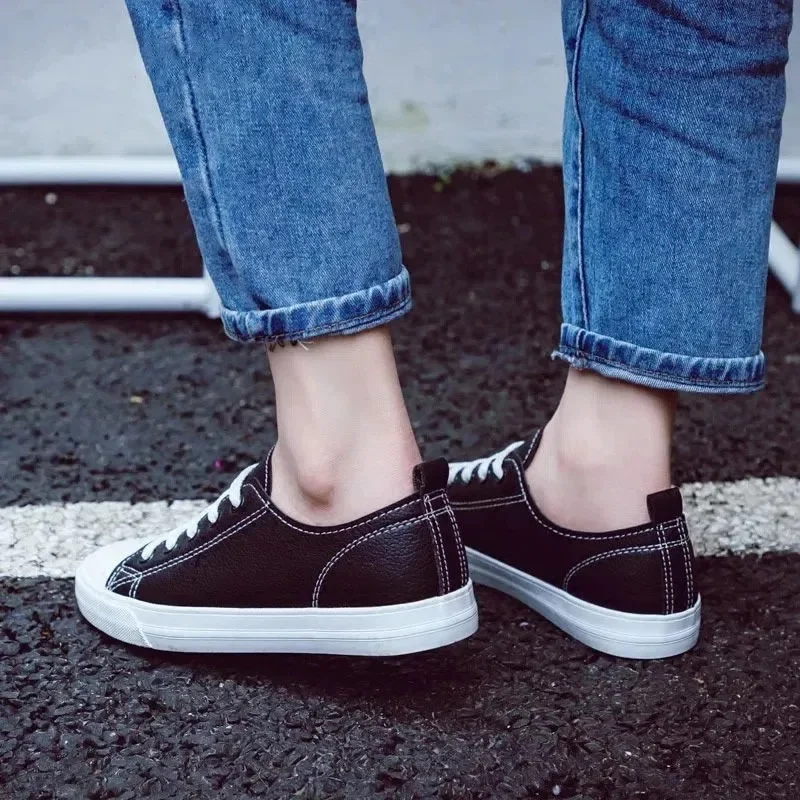 Pu Lace-up New Vulcanized Sneakers Solid Women's Shoes 2024 Hot Sale Round Toe Spring/autumn Dad Shoes Low-heeled Sports 3