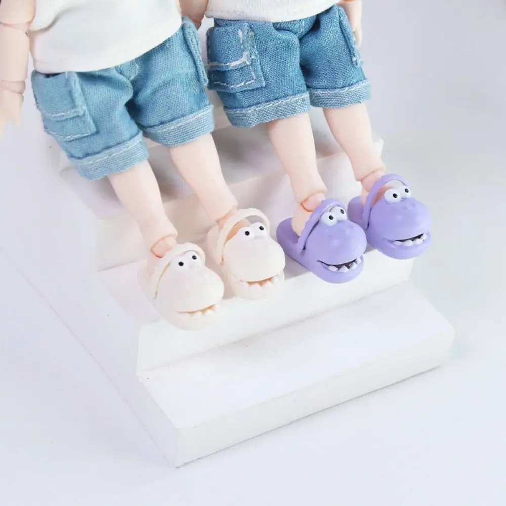 1 Pair Round Toe Ob11 Doll Slippers Mini Simulation Mini Dinosaur slippers Cartoon Silicone Silicone Dinosaur slippers