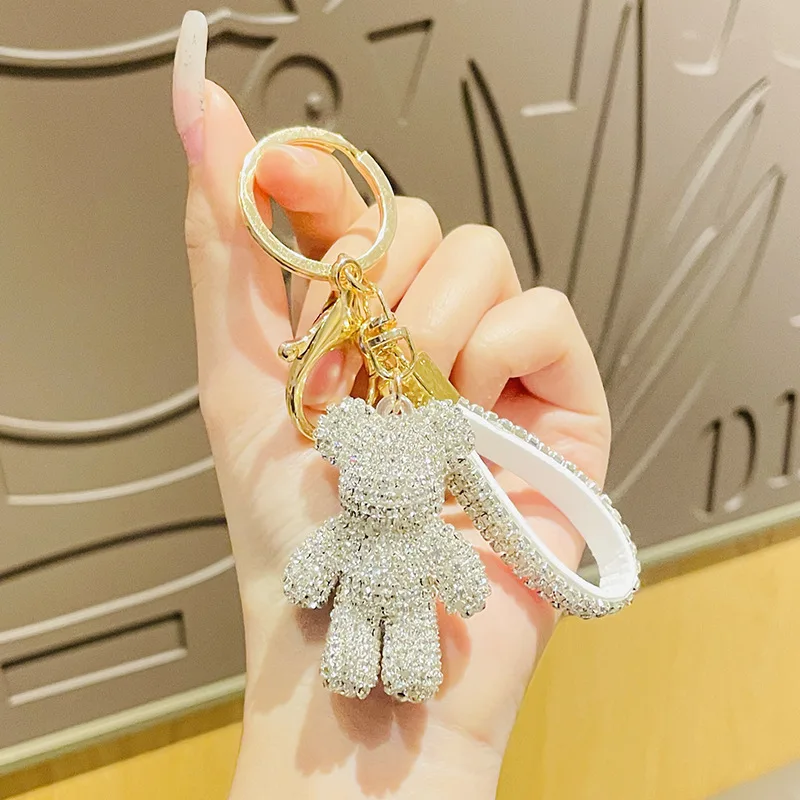 Animal Rabbit Keyrings PU Leather Luxury Rhinestone Key Chains