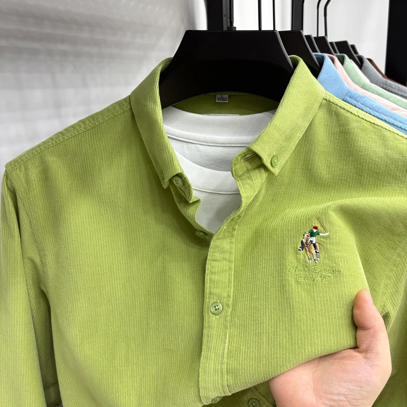 Spring and Autumn New 100% Cotton Long Sleeve Shirt for Men's Business, Leisure, Skin Friendly, Comfortable Collar Shirt Coat