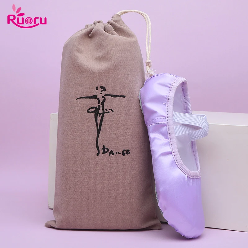 Ruoru Single Drawstring Ballet Dance Bag Flannelette Ballet Bag for