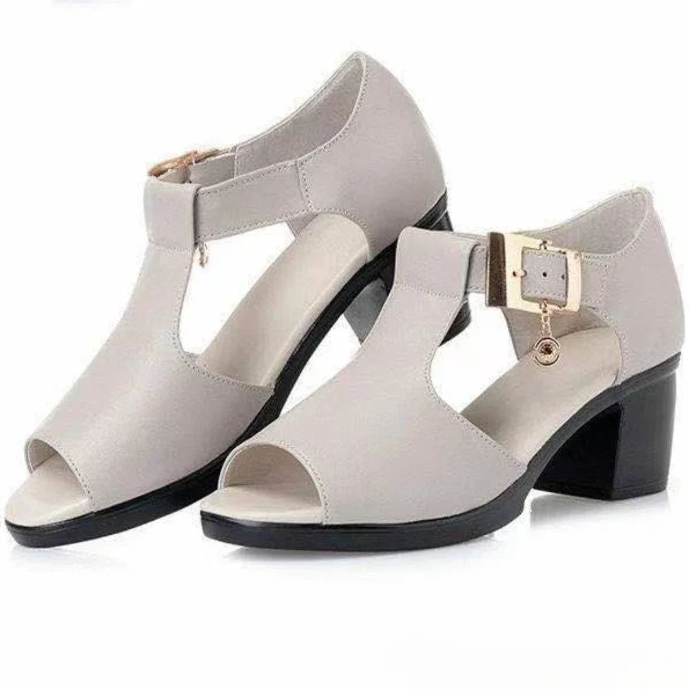 2024 Nuovi Sandali Estivi Bocca Di Pesce Moda Casual Mamma Tacco Largo Fibbia Sandali Donna Sandali Scarpe Da Donna Sandalias De Mujer