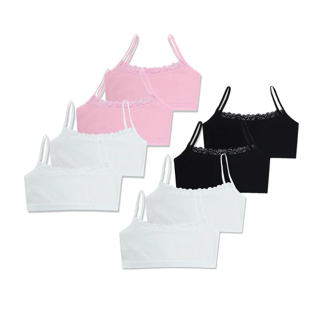 

8Pc/Lot Young Girls Lace Bra Puberty Teenage Soft Cotton Underwear Training Bra Crop Top 8-14years