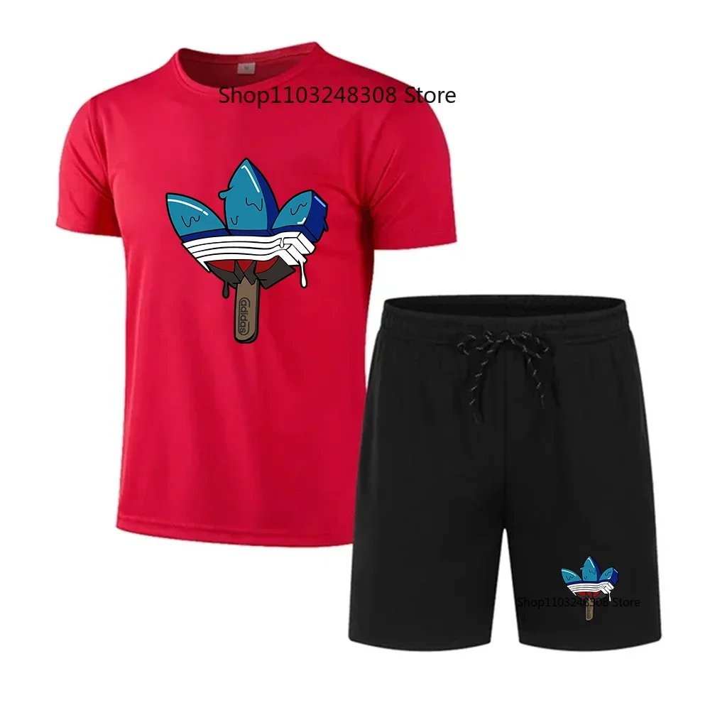Summer Fashion Printed Men's Shorts Set Men's Quick Drying Breathable Sports Set Short Sleeve T-shirt Set Men's Jogging Set