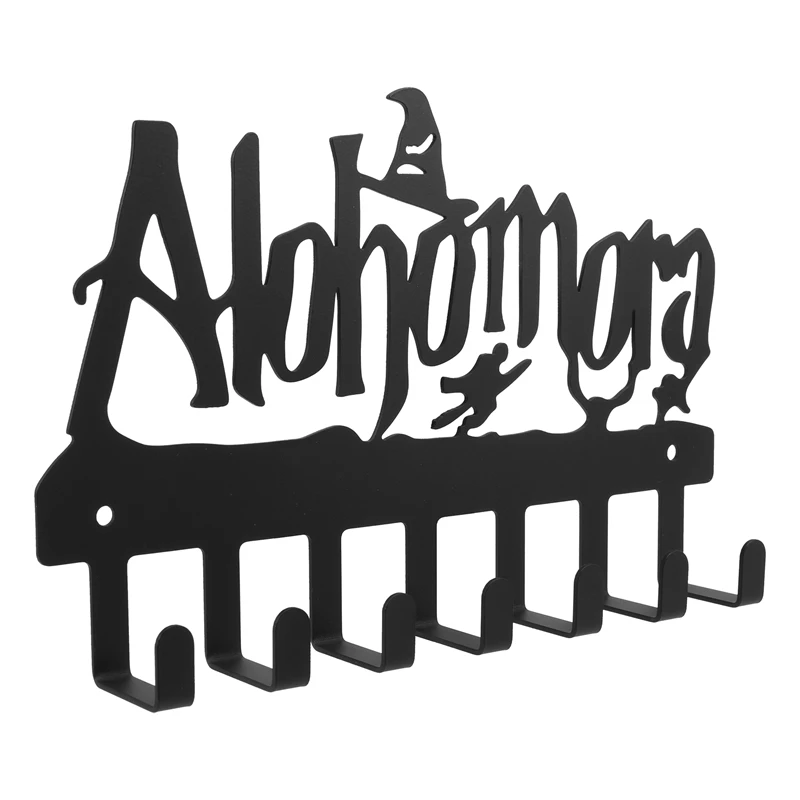 

LBER Creative Metal Key Holder Wih 7 Hooks Iron Art Wall Mounted Adhesive Black Hanger Bedroom Closet Garage