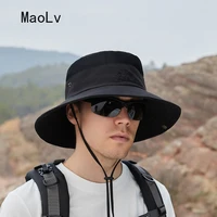 Summer Men Hat Anti-UV Bucket Hat Breathable Fisherman Hat Sun Hat Outdoor Fishing Travel Safari Beach Breathable Wide Brim Hat 5