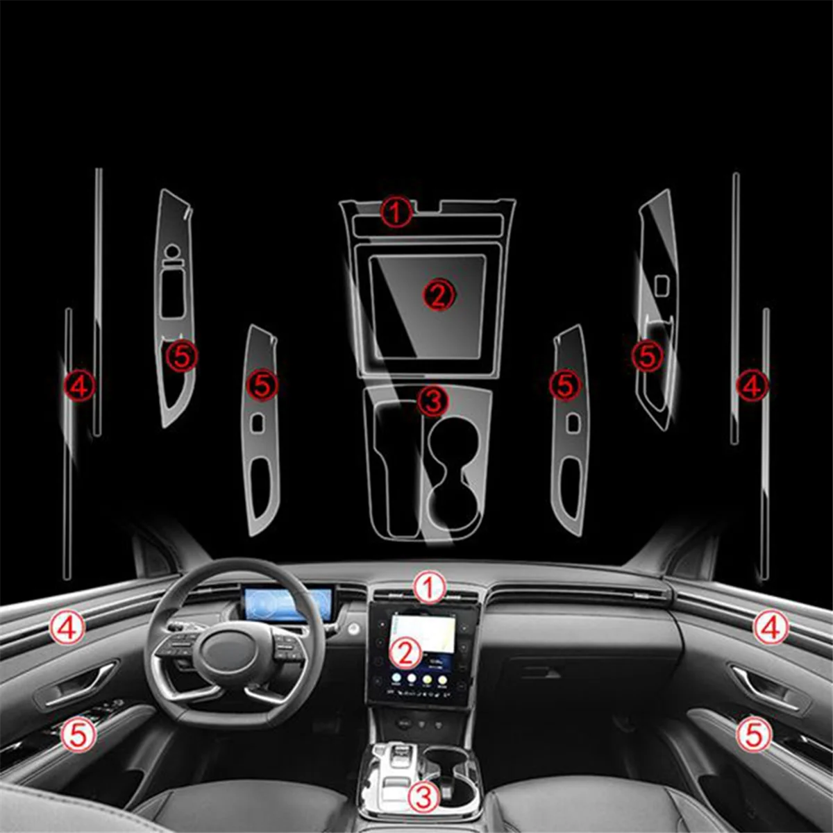 

Панель навигации для инструментов, панель для подъема окон, Защитная панель из ТПУ для Hyundai Tucson NX4 2021