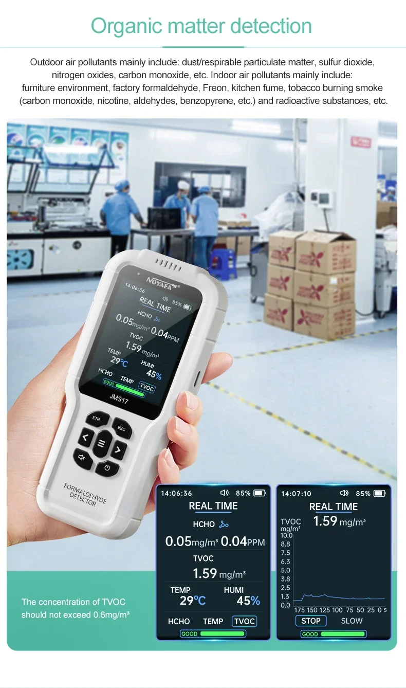 NOYAFA 4in1 Gas Detector Multi Function Monitor JMS17 Air Quality Tester Analyze