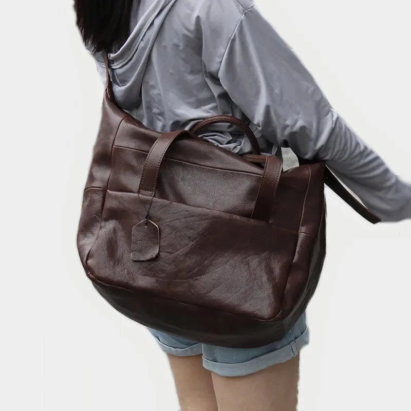 

High Quality Luxury Handbags Natural Cowhide Women Shoulder Crossbody Bags Genuine Leather Large Capacity Short Trip Travel Bag