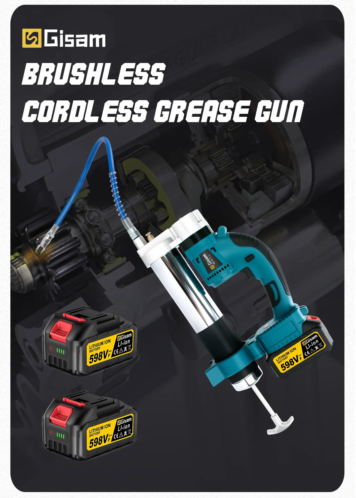 10000PSL 69Mpa Brushless Electric Grease Gun High Pressure Car Lubricating Oil C
