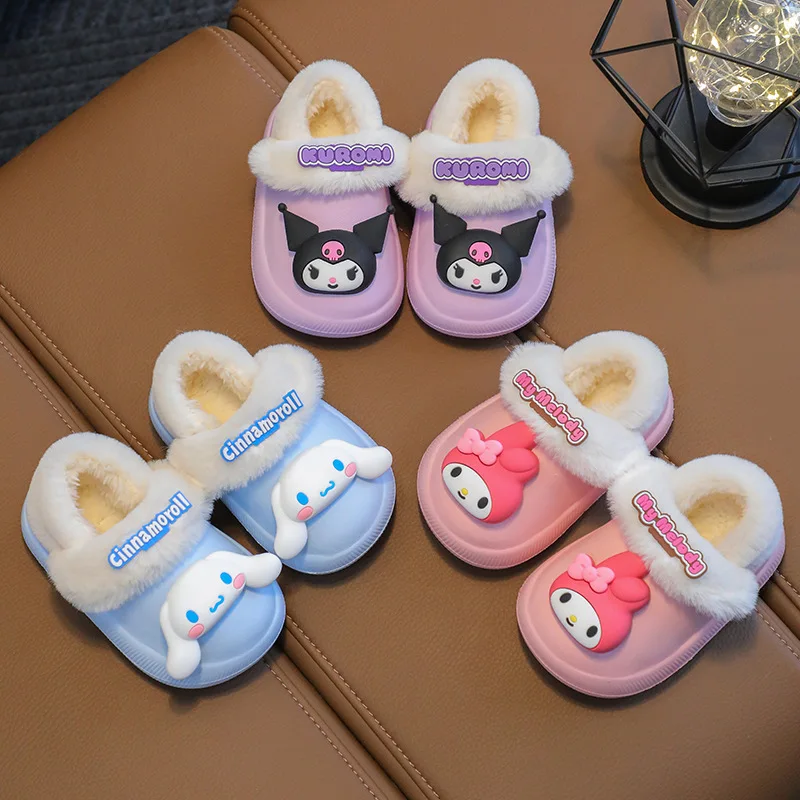 

Cute Hellokittyed Autumn and Winter Girls Cotton Shoes Kawaii Anime Sanrio Cinnamoroll My Melody Kuromi Velvet Warm Snow Boots