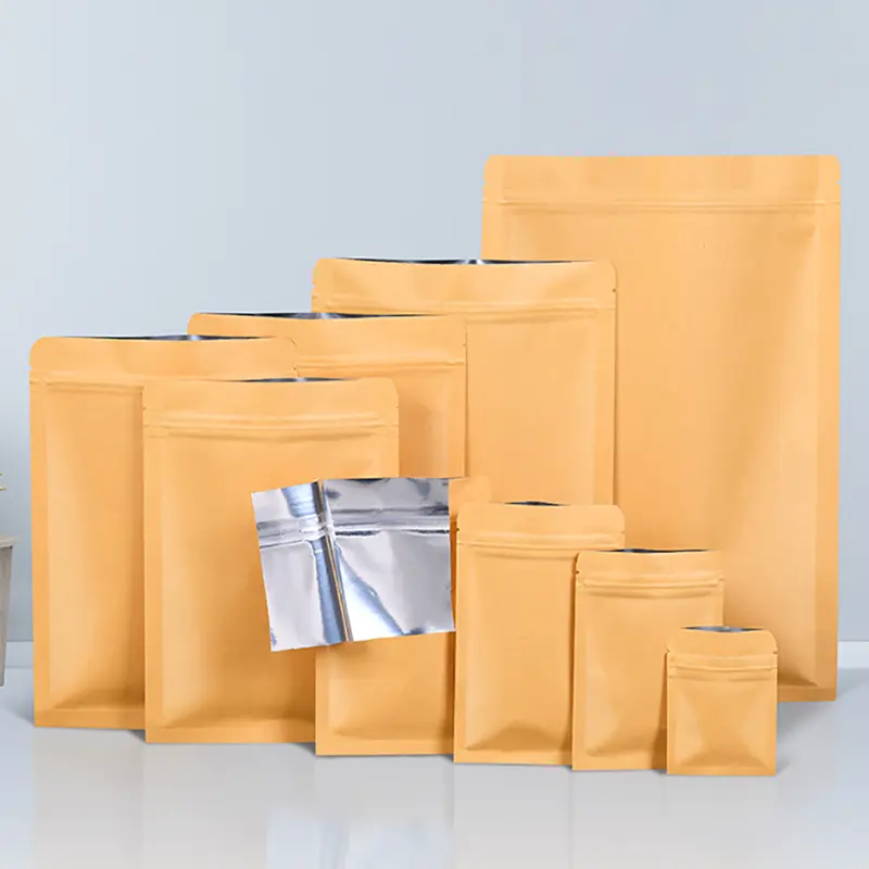 100pcs Zip lock Packing Bags Kraft Paper Stand up Pouch with Window Zipper Packaging Bags for Small Business - Image 6