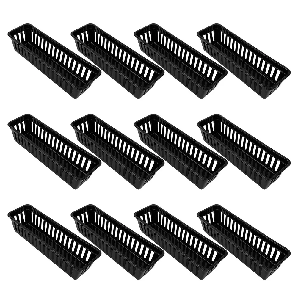 12Pcs 책상 정리 바구니 플라스틱 연필 보관 용기 학교 용품을위한 교실 문구 트레이 연필 바구니